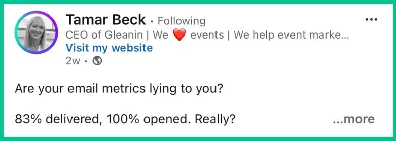Tamar Beck LinkedIn post